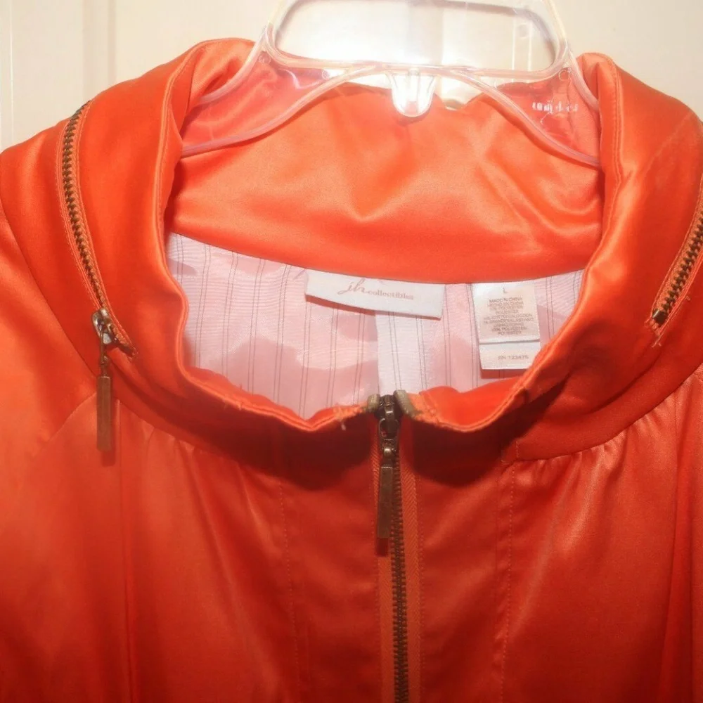 J H COLLECTIBLES Orange Lined Jacket Hood Long sleeve roll tab size Large EUC …